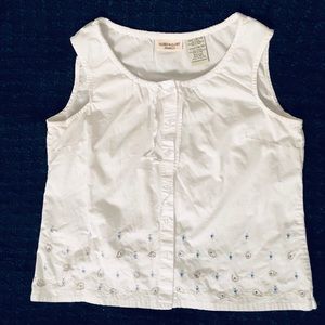 Faded Glory Jeans Co. Y2K Boho Embroidered Button Down Sleeveless Top Lg 12/14